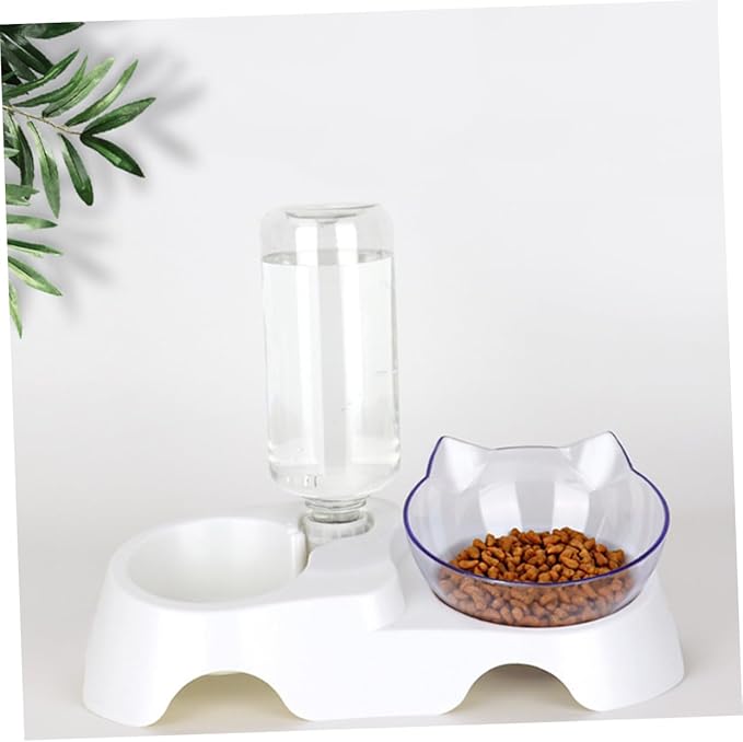 SUPVOX Pet Feeder Waterer Dual Bowls for Cats Dogs Automatic Refill Sturdy Base Food Dispenser for Small to Medium Pets