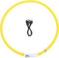 Ciieeo LED Rechargeable Silicone Pet Collar Luminous Dog Neck Belt Wear-Resistant Oval Shape Yellow L Size for Outdoor Safety and Night Walking