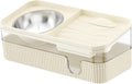 Cats Dog Water and Food Feeder,Pet Supplies,Pet Water Dispenser, Pet Automatic Feeder,Pet Watering Dispenser Puppy, Cream