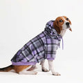 Spark Paws Dog Hoodie – Premium Dog Sweater for Small, Medium, and Large Dogs | Warm Outfits for French Bulldogs, Pitbull, Puppy, Winter Jacket Alternative - Purple Plaid - 2XL