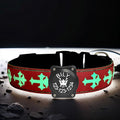 Personalized Name and Phone Nr Dog Collar with airtag Holder Waterproof Light up (RED, XL(19.7-23.6"))