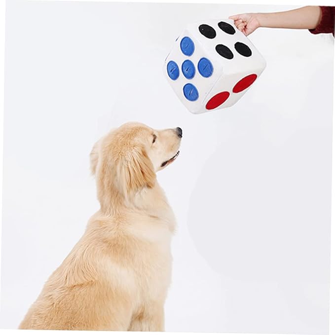 GALPADA Funny Dog Plush Dice for Training and Sniffing White Plush with Invisible Zipper Durable Elastic Material Easy to pet for Puppies and Dogs