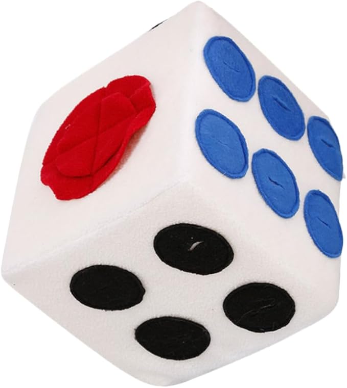 Creative Dice Design Dog Plush for Training and Sniffing White Interactive Enrichment with Invisible Zipper Soft Material for Puppies and Dogs
