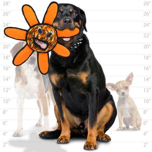 TUFFY® - World's Tuffest Soft Dog Toy - Alien - Multiple Layers. Made Durable, Strong & Tough. Interactive Play (Tug, Toss & Fetch). Machine Washable & Floats. (Ball Fire Flower, Large 2 Pack)