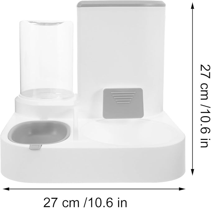 GANAZONO Automatic Dog Feeder and Water Dispenser with Large Capacity Dry Wet Separation, Pet Food and Water Bowl for Cats and Puppies, Grey Plastic Bowl for Home Feeding