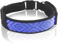 Led Dog Collar USB Rechargeable App Programmable Text Flashing Light Up Cosplay Accessories- Hand and Leg Rings Cat Digital Pet Collar Weatherproof Fits for Small Medium Dog (Blue LED)