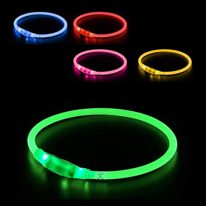 Dog Collar Light, Adjustable & USB Rechargeable, Water resistant, 3 light modes. Keep your Dog visible & safe at night, during walks. Suitable for all Pets, even people