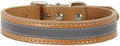 Anti lost Leather Luminous Collar Pet Collar Reflective Belt Pet Accessories 2pcs Khaki L 2.5cm*50cm Neck 35cm 45cm