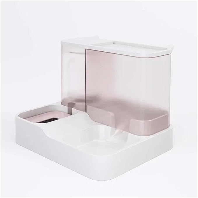 2.2L Large Automatic Smart Pet Dog Feeder Drinking Fountain Plastic Food Bowl Pets in 1 Water Dispenser(Pink)