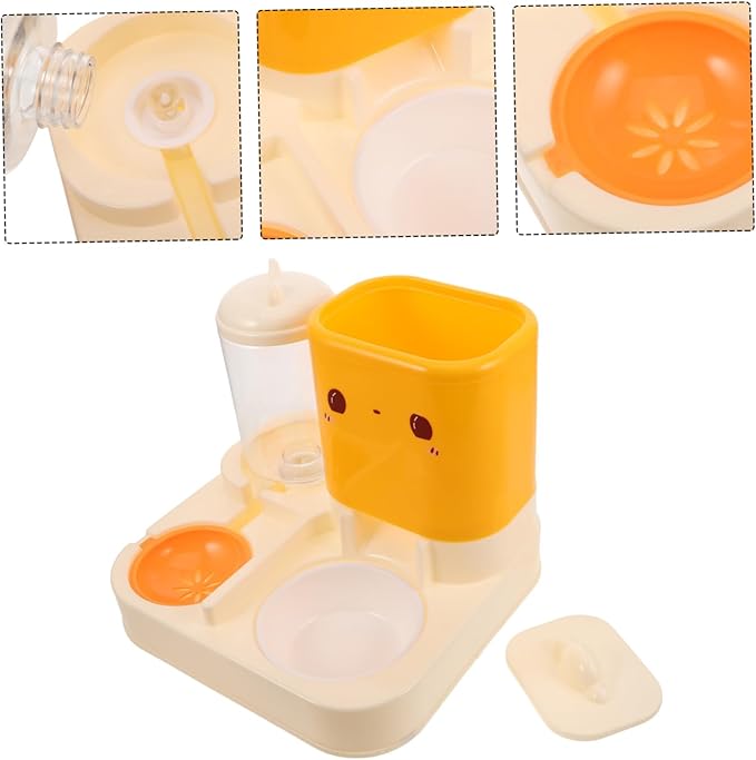 POPETPOP Cat Dog Feeder Double Bowl Automatic Water Supply Food Dispenser Self-Filling Water Bowl Clean Material Pet Feeding Drinking Station