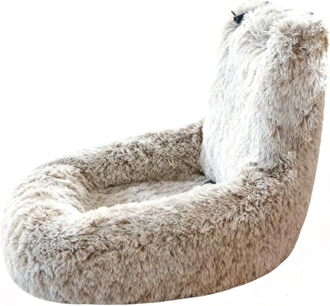 Dog Car Seat - Dog Bed for Car with Safety Straps, Pet Travel Bed for Small Medium Dogs, Memory Foam Booster Seat Soft Plush Sherpa Detachable Washable Cover