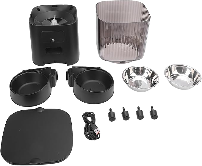 Automatic Cat Feeders,Timed Cat Dry Food Dispenser Cat Feeder Automatic Automatic Dog Feeder Stainless Steel Bowl Cat Feeder Automatic with Timer and Voice Recorder for Cats and