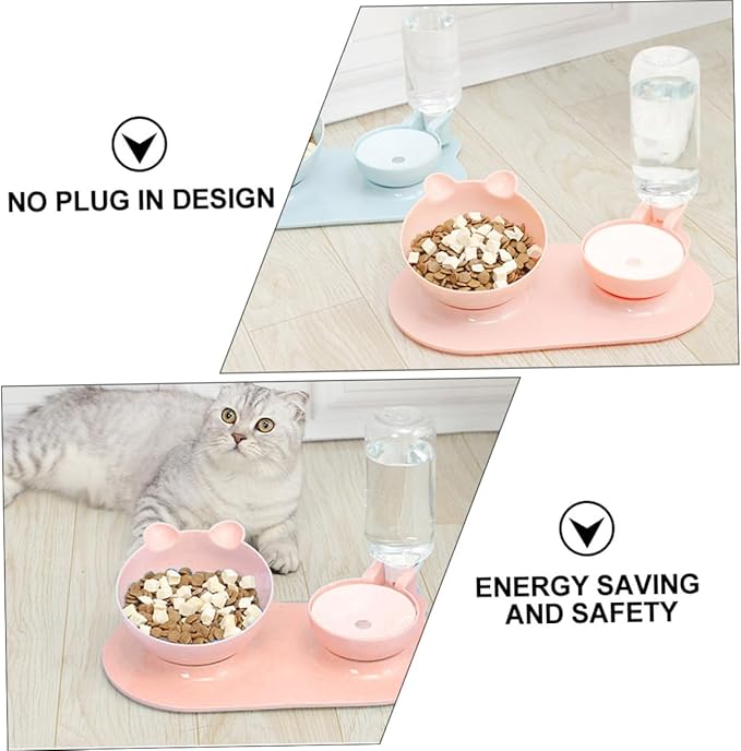 Angoily Automatic Cat Water Dispenser Elevated Feeding Bowl Pet Supplies for Cats and Dogs Easy to Tilted Design to Protect Neck