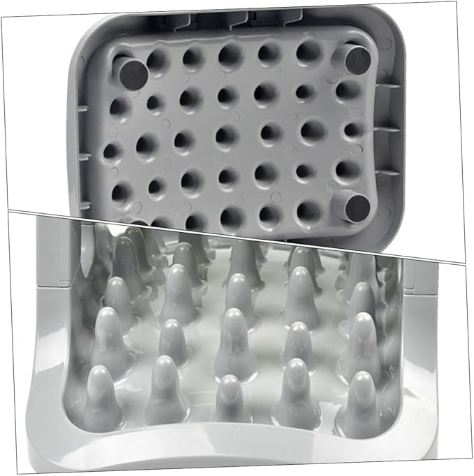 1piece Automatic Rotating Dog Food Dispenser Choke Pet Feeding Bowl for Dogs Easy to Clean Non-Skid Base Gray and Green for Training and Feeding