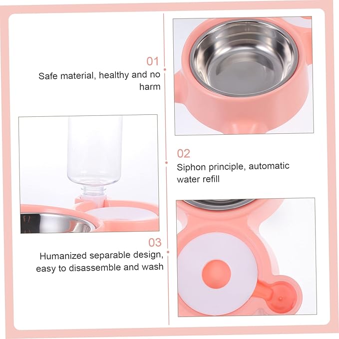 1pc Cat Ear Pet Bowl Dual-use Feeder for Dogs Cats Automatic Water Container Easy to Design for Daily Feeding Needs