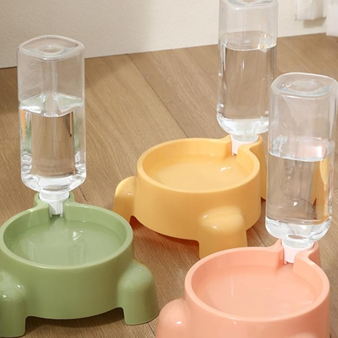 Elevated Pet Feeders with Removable Bottle 500ml Automatic Water Dispenser Dogs Detachable Cats and Water Bowl
