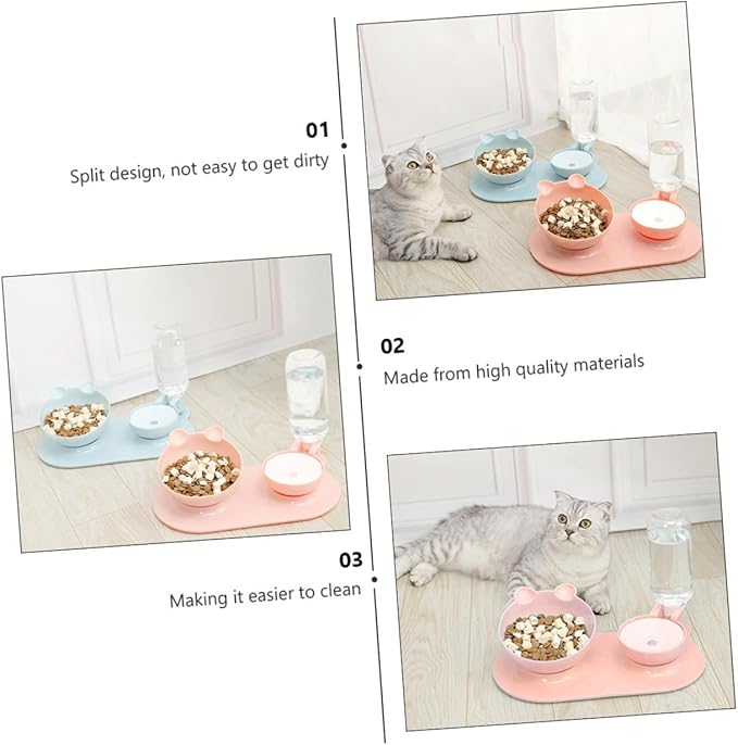 Angoily Automatic Cat Water Dispenser Elevated Feeding Bowl Pet Supplies for Cats and Dogs Easy to Tilted Design to Protect Neck