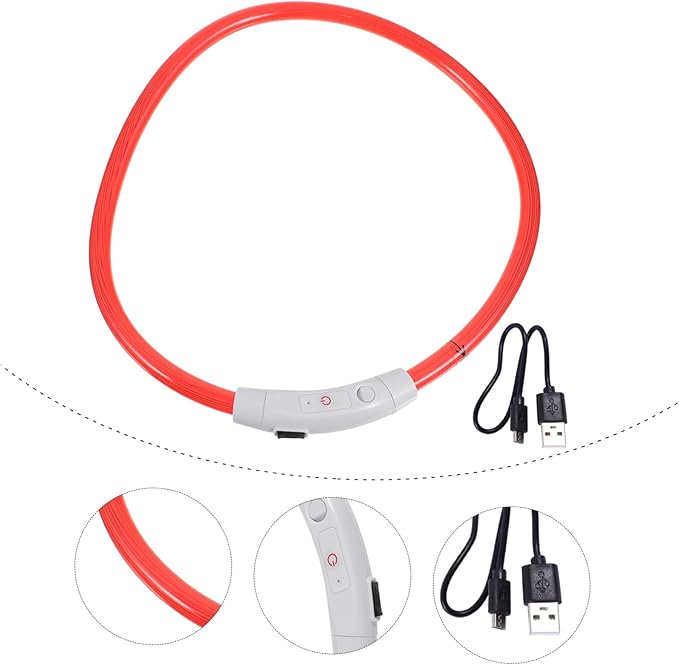 GANAZONO LED Rechargeable Puppy Collar Glowing Pet Collar with USB Cable Lightweight and Comfortable and Cats Stylish and Eye Catching Night Safety Accessory