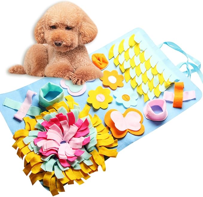 Happyyami 1Pc Dog Snuffle Mat for Nose Work Interactive Training Blanket for Dogs Feeding Cushion Energy Consuming Puzzle Mat Non Slip Design for Relief