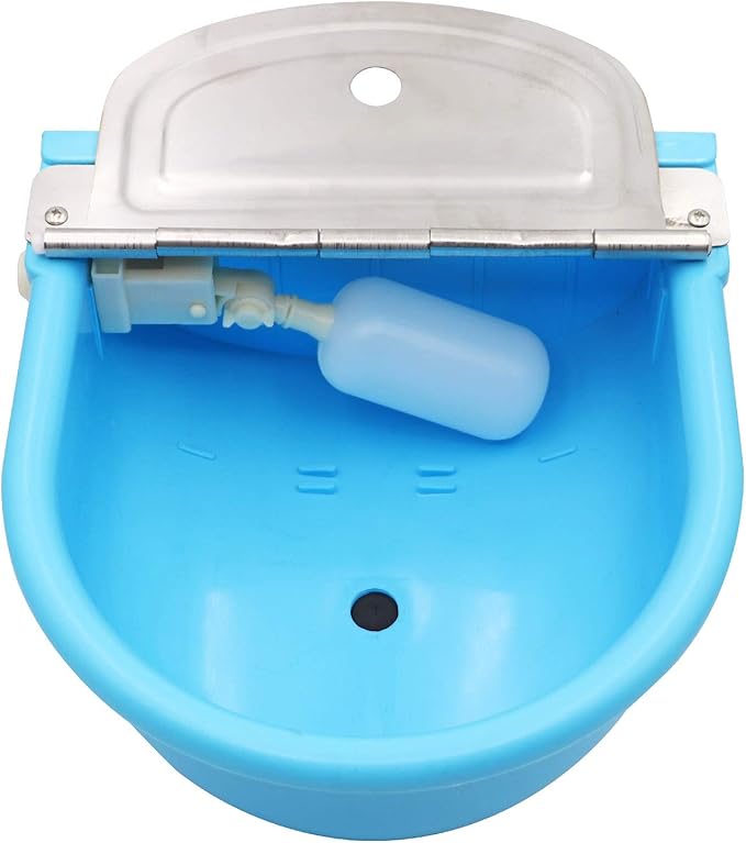 MINYULUA Automatic Waterer Bowl Large Horse Waterer with Float Valve and Drain Plug Automatic Water Feeder Dispenser Bowl for Sheep Dog Horse Cow Pig Plastic (Light Blue)