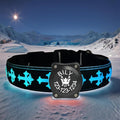 Personalized USB-C led Light up Dog Collar with Airtag Holder, IP68 Waterproof,15 Modes Changing Multicolored Lighting (Black, M(11.8-15.7"))