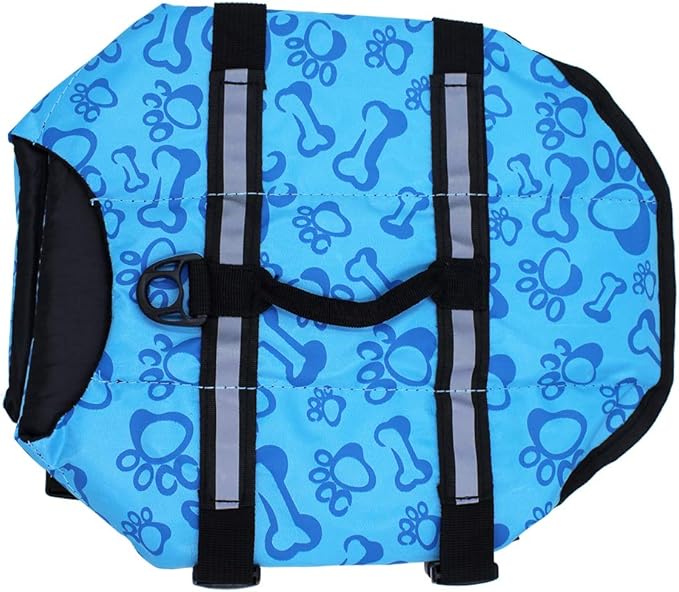 Dog Life Jacket Easy-Fit Adjustable Belt Pet Saver Swimming Safety Swimsuit Preserver with Reflective Stripes for Doggie (XX-Small, Blue)