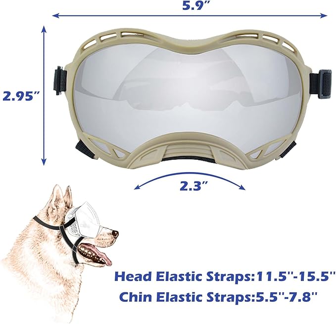 Dog Sunglasses,Doggles Anti-UV Protection,Pet Sunglasses with Adjustable Strap,Suitable for Motorcycle Car Driving Bike Riding Hiking Swimming Wind Dust Fog Dog Eye Protection