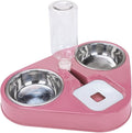 Dog Water Bottles Stainless Steel Pet Cat Food Bowl Double Bowl 3 Bowls Automatic Dog Cat Feeder Bowl Drinking Bowl with 500ml Dog Water Bottle(C)