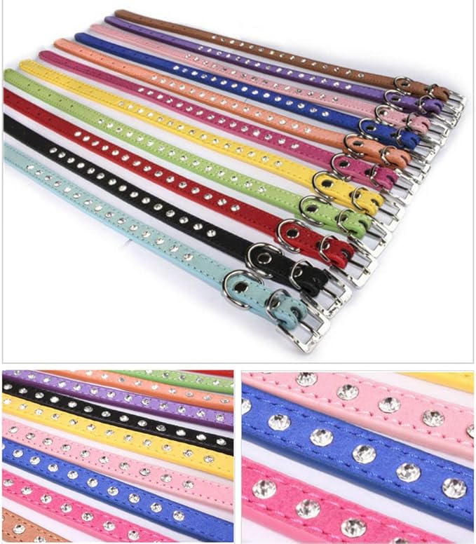 Blue Rhinestone Dog Collars for Medium Dogs, Pretty Bling Dog Collar Crystal Jewel Glitter Diamond Female Puppy Collar for Small Medium Pet Girl Dogs, M