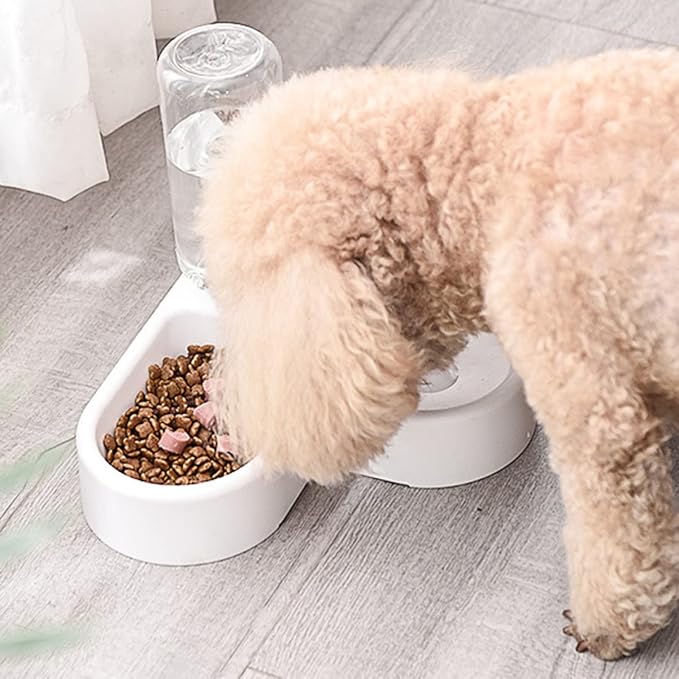 SUPVOX Automatic Pet Feeder and Water Dispenser for Dogs and Cats White Smooth Safe Engineering Convenient Feeding Home Decor Unique Design Prevents Spills