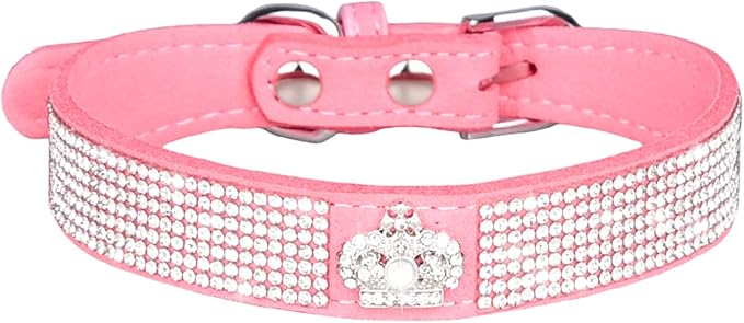 Cute Dog Collar with Bling Rhinestone, Fancy Crystal Diamond Glitter Pretty Jewel Soft Cat Collars for Small Medium Large Breed Dogs Girl Female Pet Puppy Kitten Terrier (M, Pink5)