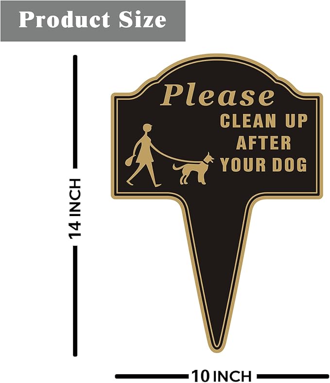 Clean Up After Your Dog Sign, Yuntarda 2-Pack 10”x14” No Poop Signs for Lawn No Pooping Dog Signs For Yard with Stake Double Sided Yard Sign Easy Install for Outdoor Use