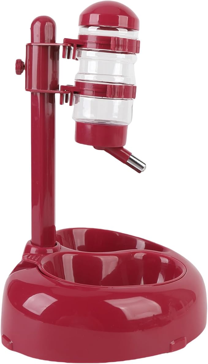 Asixxsix Dog and Cat Standing Water Dispenser Bowl, Automatic Pet Water Feeder with Heart Shaped Design, Adjustable Height, Large Capacity, Nonslip Base, Non Spill, Easy to Clean for Oral (Burgundy)