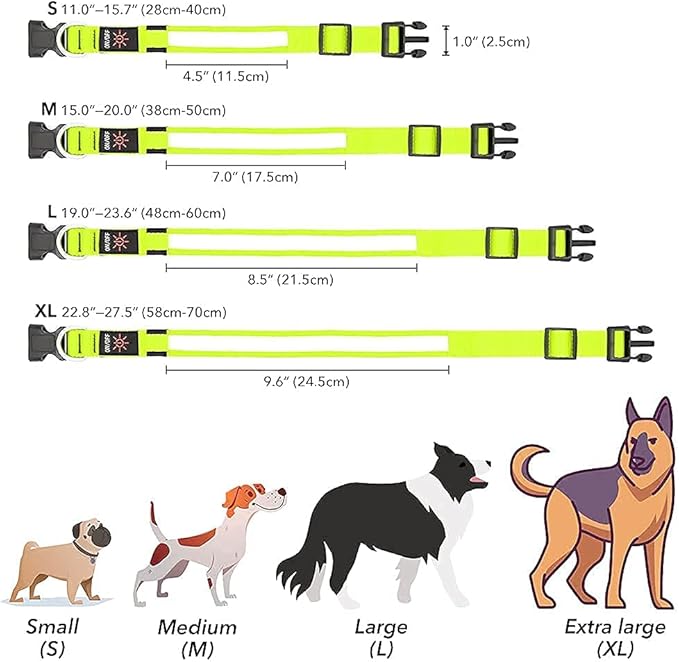 BSEEN Reflective LED Dog Collar - Light Up Dog Collars for Safe Walking at Night - Super Bright Lighted Puppy Collar - Rechargeable for Dogs (Neon Green, X-Large)