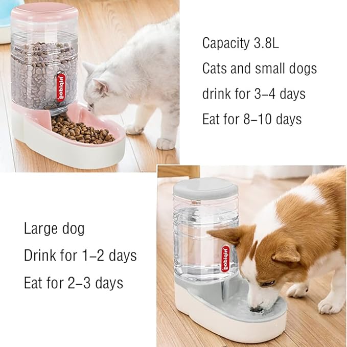 2 X 3.8 L Pet Automatic Feeding Bowls Dog Food Feeder Cat Water Feeder Large Capacity Food Water Dispenser Large Capacity Pet Bowls,Green