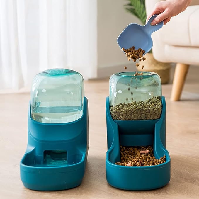 2 X 3.8 L Automatic Cat Water Fountain Pet Dog Food Feeder Drinking Feeding Bowl Puppy Food Dispenser Drinker for Dogs Cats