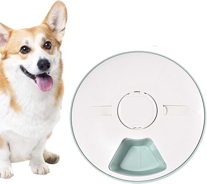 6-Meal Automatic Pet Feeder Food Dispenser for Dogs and Cats W/Programmable Digital Timer, Portion Control & Voice Recording, Dishwasher,Safe Tray Feeds Wet Or Dry Food