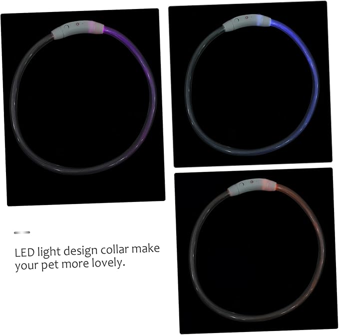 Housoutil 3pcs Led Dog Collar USB Rechargeable Glowing Pet for Night Walking Lightweight and Stylish