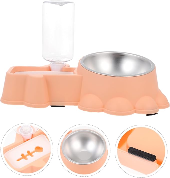 TOYANDONA Automatic Stainless Steel Pet Food Feeder with Water Dispenser Dog Bowl for Puppies and Dogs Transparent Kettle Design Compact Spill-Resistant Feeding Station for Busy Pet Owners