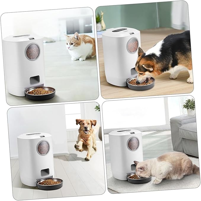 Automatic Pet Feeder with Voice Recording for Cats Dogs Rabbits Programmable Auto Food Dispenser Capacity Bite-Resistant Safe Feeding Device for Busy Pet Owners