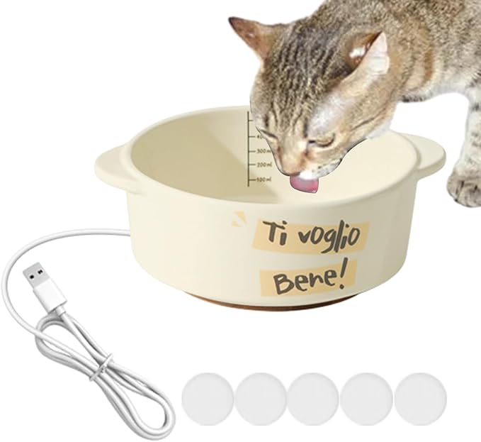 Heated Water Bowl Dog - Ceramic Pet Heating Dish, Constant Temperature Automatic Waterer, Winter Drinking Solution | Dogs Cats Rabbits Birds for Dogs Cats Rabbits Birds