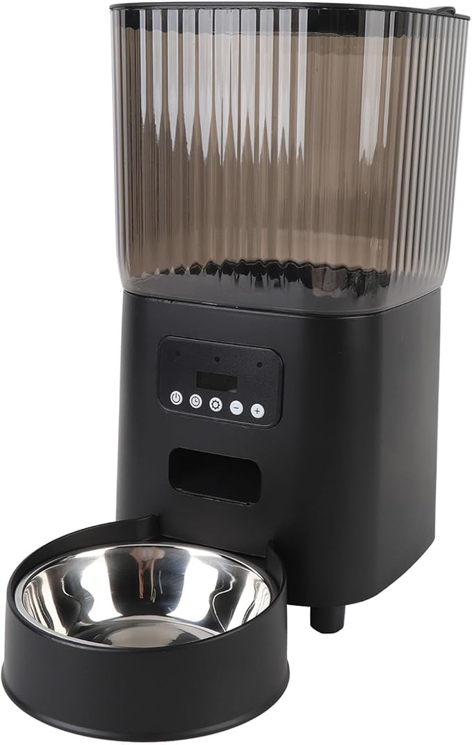 Timed Automatic Pet Feeder, Automatic Pet Feeder, Timed Feeding, Button Control, Safe Food Grade Plastic, Easy to Use for Dog Cat Feeding (Single Bowl)