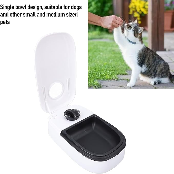 CHICIRIS Automatic Pet Feeder, Smart Timer Dry Wet Food Dispenser with Single Bowl Design for Dogs Small Medium Pets, Portion Control Freshness (Black)
