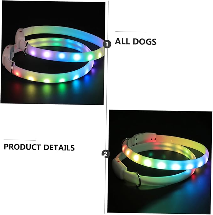 POPETPOP USB Rechargeable Led Dog Collar Night Pet Collar for Safe Walking Lightweight