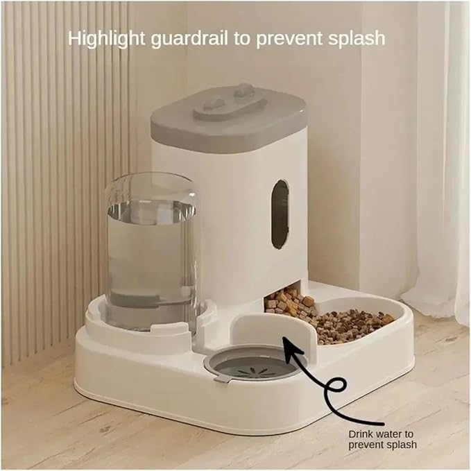 Automatic Pet Feeder and Water Fountain Combo - Large Capacity Dog and Cat Food Dispenser with Storage Container(C)