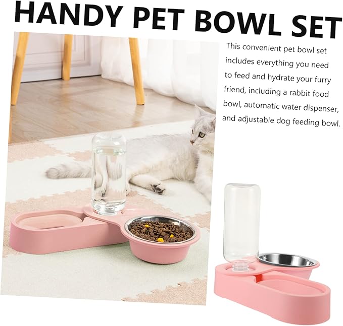 Milisten Pet Feeder Automatic Water Dispenser Cat and Dog Bowl Set Sturdy Stainless Steel Folding Design for Home and Car