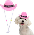 Dog Cowboy Hat, Mini Cowboy Hat for Pet with Chin Strap Adjustable Cosplay Cap Star Decor, (Pink, M), Intended for Dogs and Cats/Halloween Costume/Party Decoration