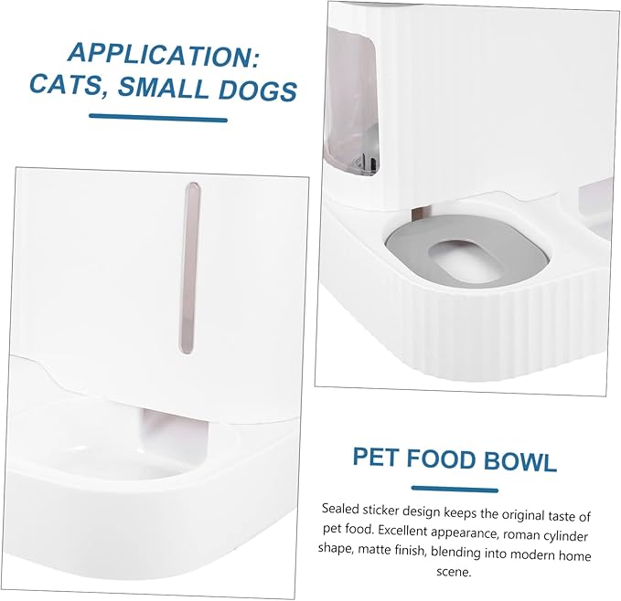 FRCOLOR Automatic Pet Feeder Water Dispenser for Cats and Small Dogs Food Capacity Water Bowl Gravity Replenishment Visible Window Stylish Design for Indoor Use