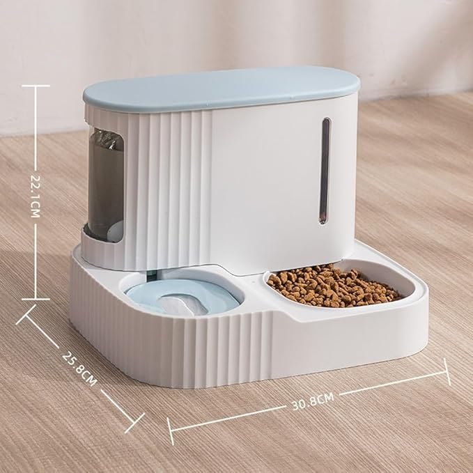 2 in 1 Gravity Cat Food and Water Bowl Set, Automatic Cat Feeder, Dog Feeder, Pet Gravity Feeder, Automatic Water Dispenser and Food Dispenser for Small and Medium Dogs, Cats, Pets ( Gray : Green )