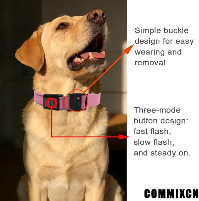 COMMIXCN 2 Pack LED Dog Collar, Light Up Reflective Collar for Small Medium Large Dogs, Universal Use with Standard Buckle, Adjustable for Night Walking Hiking Camping Outdoor (Red)